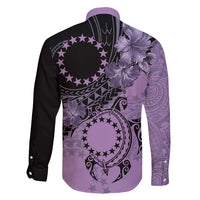 Cook Islands Turtle Family Matching Short Sleeve Bodycon Dress and Hawaiian Shirt Stars and Hibiscus - Purple LT01 - Polynesian Pride