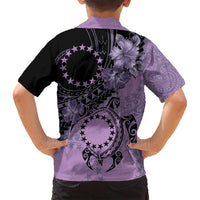 Cook Islands Turtle Family Matching Tank Maxi Dress and Hawaiian Shirt Stars and Hibiscus - Purple LT01 - Polynesian Pride