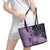 Cook Islands Turtle Leather Tote Bag Stars and Hibiscus - Purple