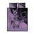 Cook Islands Turtle Quilt Bed Set Stars and Hibiscus - Purple