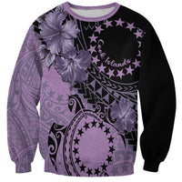 Cook Islands Turtle Sweatshirt Stars and Hibiscus - Purple