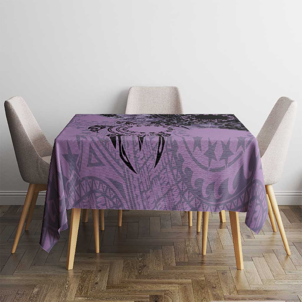 Cook Islands Turtle Tablecloth Stars and Hibiscus - Purple