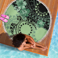 Cook Islands Turtle Beach Blanket Stars and Hibiscus - Green