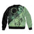 Cook Islands Turtle Bomber Jacket Stars and Hibiscus - Green