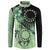 Cook Islands Turtle Button Sweatshirt Stars and Hibiscus - Green