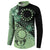 Cook Islands Turtle Button Sweatshirt Stars and Hibiscus - Green