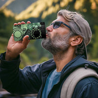 Cook Islands Turtle 4 in 1 Can Cooler Tumbler Stars and Hibiscus - Green