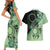 Cook Islands Turtle Couples Matching Short Sleeve Bodycon Dress and Hawaiian Shirt Stars and Hibiscus - Green