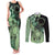 Cook Islands Turtle Couples Matching Tank Maxi Dress and Long Sleeve Button Shirt Stars and Hibiscus - Green