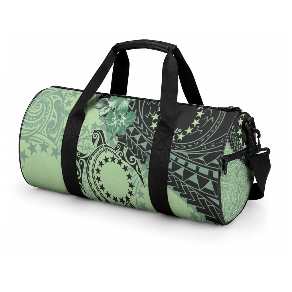 Cook Islands Turtle Duffle Bag Stars and Hibiscus - Green LT01 - Polynesian Pride
