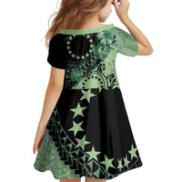 Cook Islands Turtle Family Matching Tank Maxi Dress and Hawaiian Shirt Stars and Hibiscus - Green LT01 - Polynesian Pride
