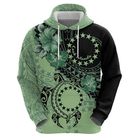 Cook Islands Turtle Hoodie Stars and Hibiscus - Green