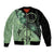 Cook Islands Turtle Sleeve Zip Bomber Jacket Stars and Hibiscus - Green