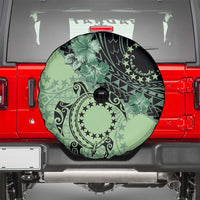 Cook Islands Turtle Spare Tire Cover Stars and Hibiscus - Green