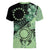 Cook Islands Turtle Women V-Neck T-Shirt Stars and Hibiscus - Green