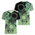 Cook Islands Turtle Women V-Neck T-Shirt Stars and Hibiscus - Green