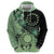 Cook Islands Turtle Zip Hoodie Stars and Hibiscus - Green