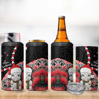 New Zealand Christmas Meri Kirihimete 4 in 1 Can Cooler Tumbler Santa Hei Tiki Pohutukawa LT01 - Polynesian Pride