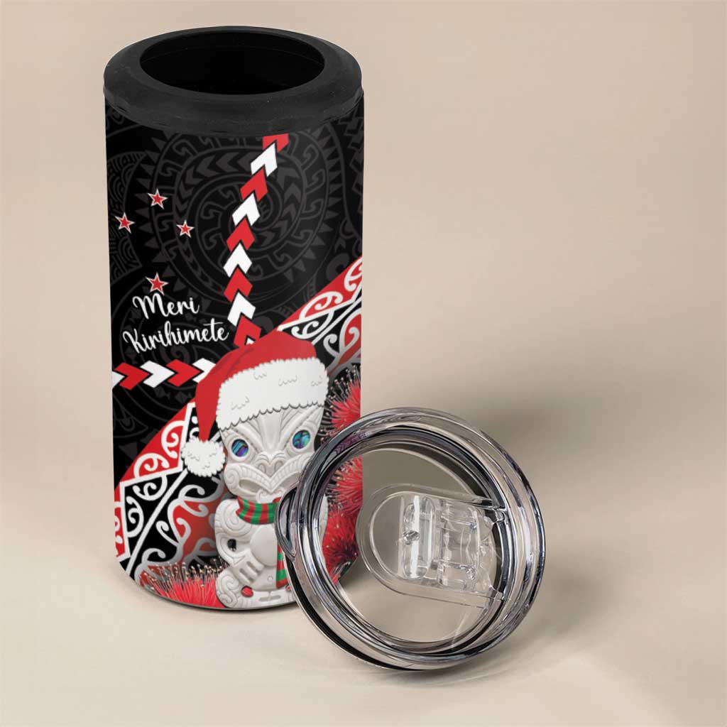 New Zealand Christmas Meri Kirihimete 4 in 1 Can Cooler Tumbler Santa Hei Tiki Pohutukawa LT01 - Polynesian Pride