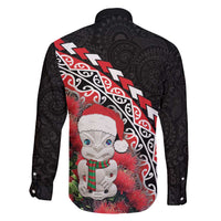 New Zealand Christmas Meri Kirihimete Family Matching Long Sleeve Bodycon Dress and Hawaiian Shirt Santa Hei Tiki Pohutukawa LT01 - Polynesian Pride
