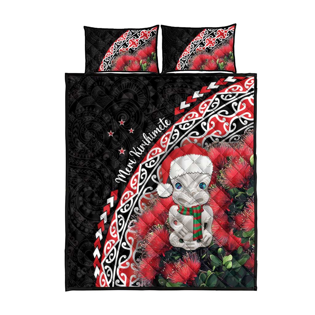 New Zealand Christmas Meri Kirihimete Quilt Bed Set Santa Hei Tiki Pohutukawa