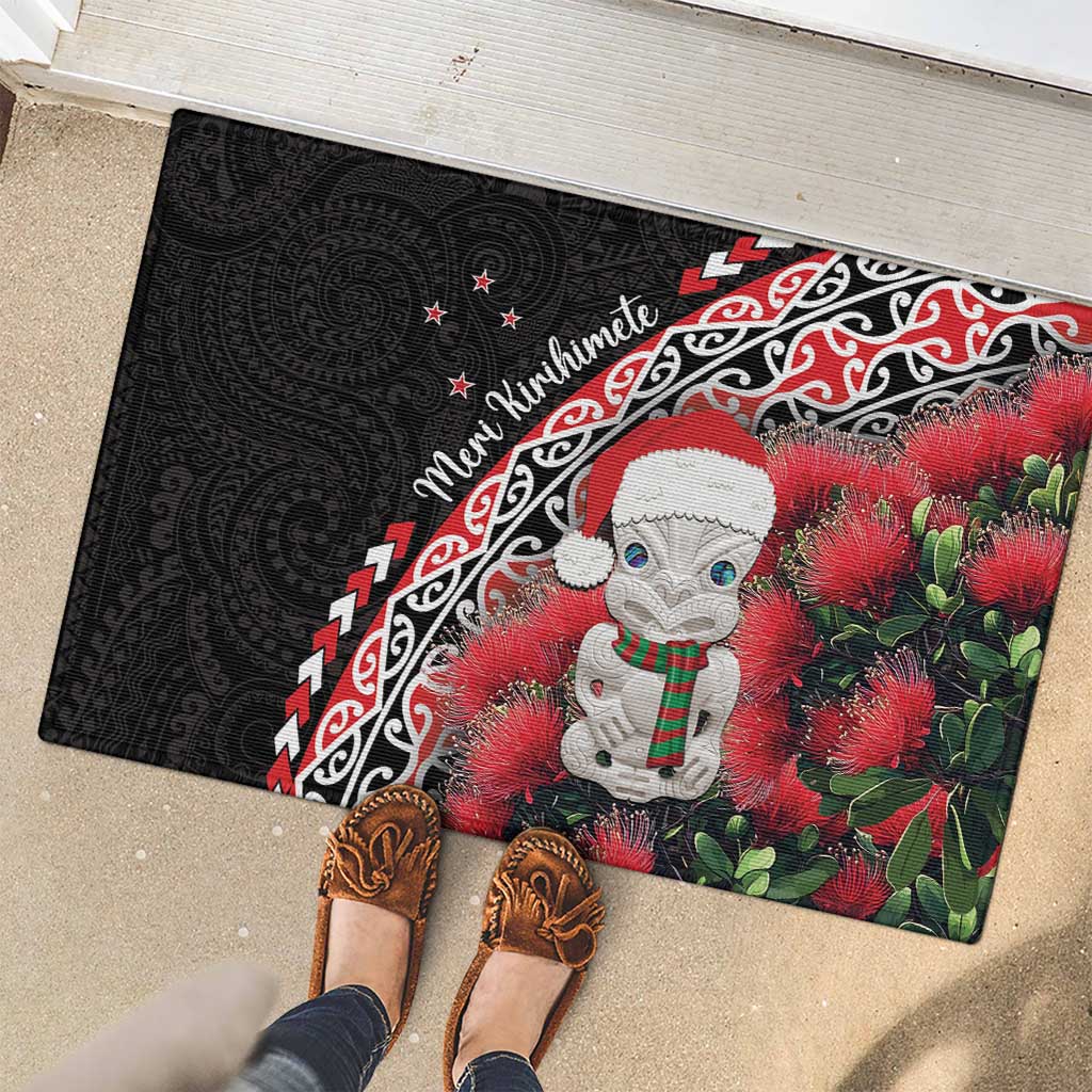 New Zealand Christmas Meri Kirihimete Rubber Doormat Santa Hei Tiki Pohutukawa