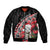 New Zealand Christmas Meri Kirihimete Sleeve Zip Bomber Jacket Santa Hei Tiki Pohutukawa