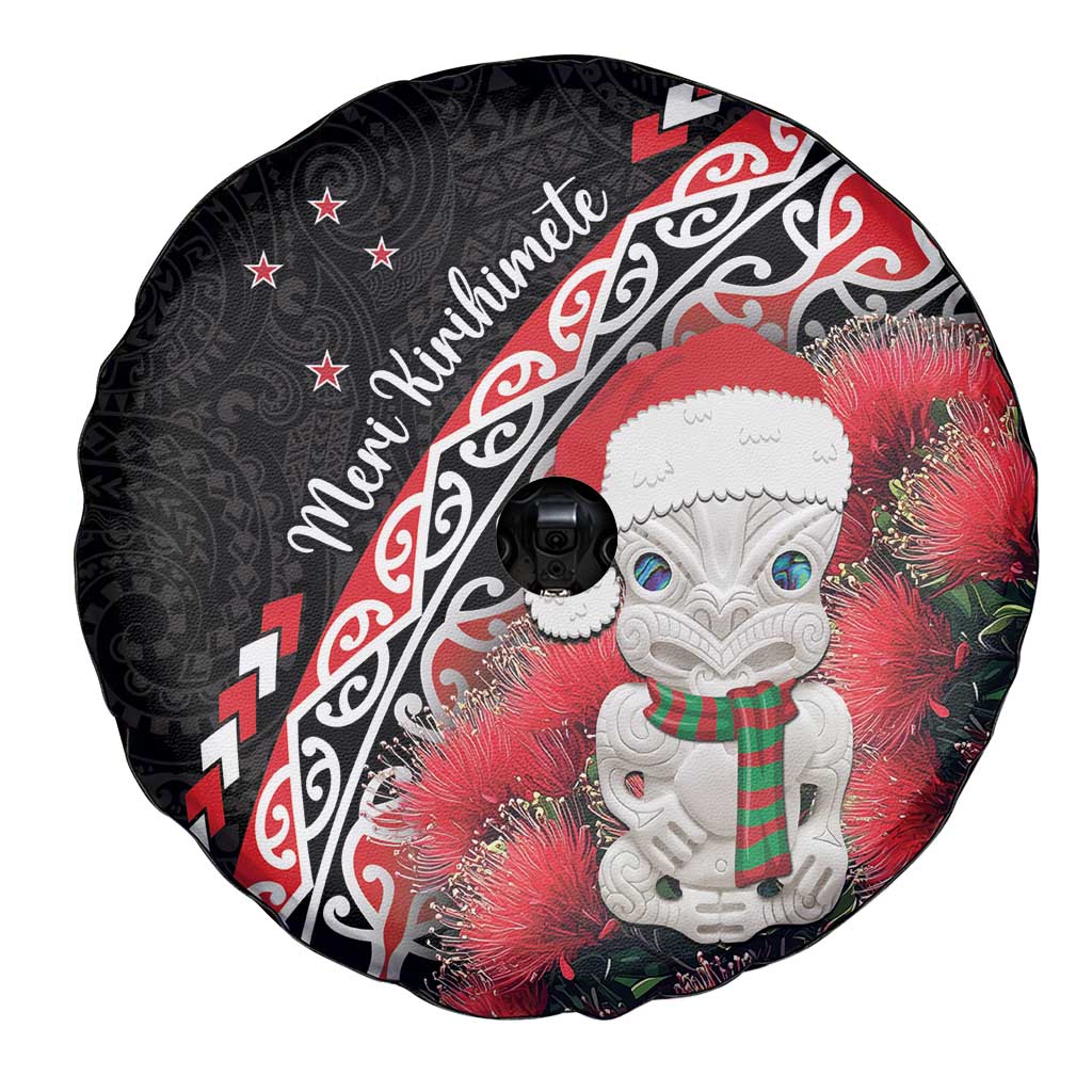 New Zealand Christmas Meri Kirihimete Spare Tire Cover Santa Hei Tiki Pohutukawa