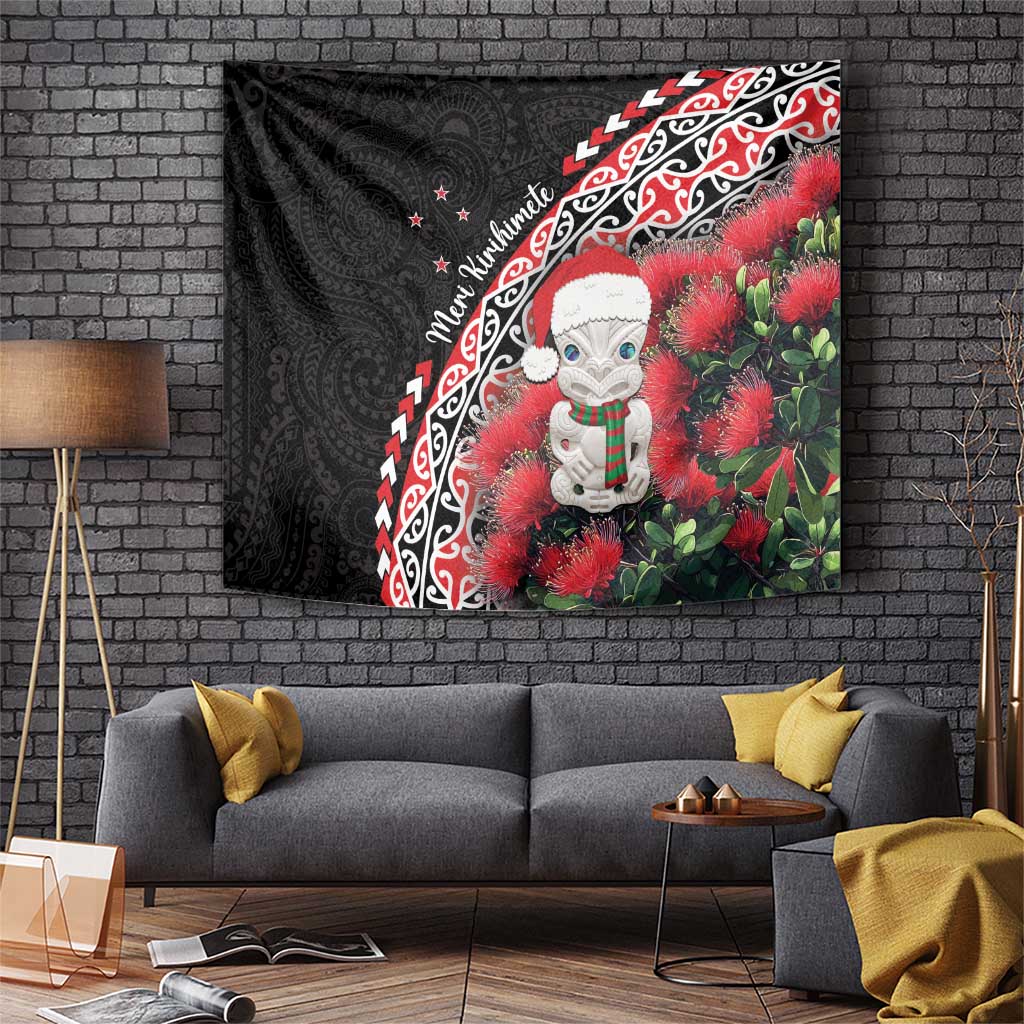 New Zealand Christmas Meri Kirihimete Tapestry Santa Hei Tiki Pohutukawa