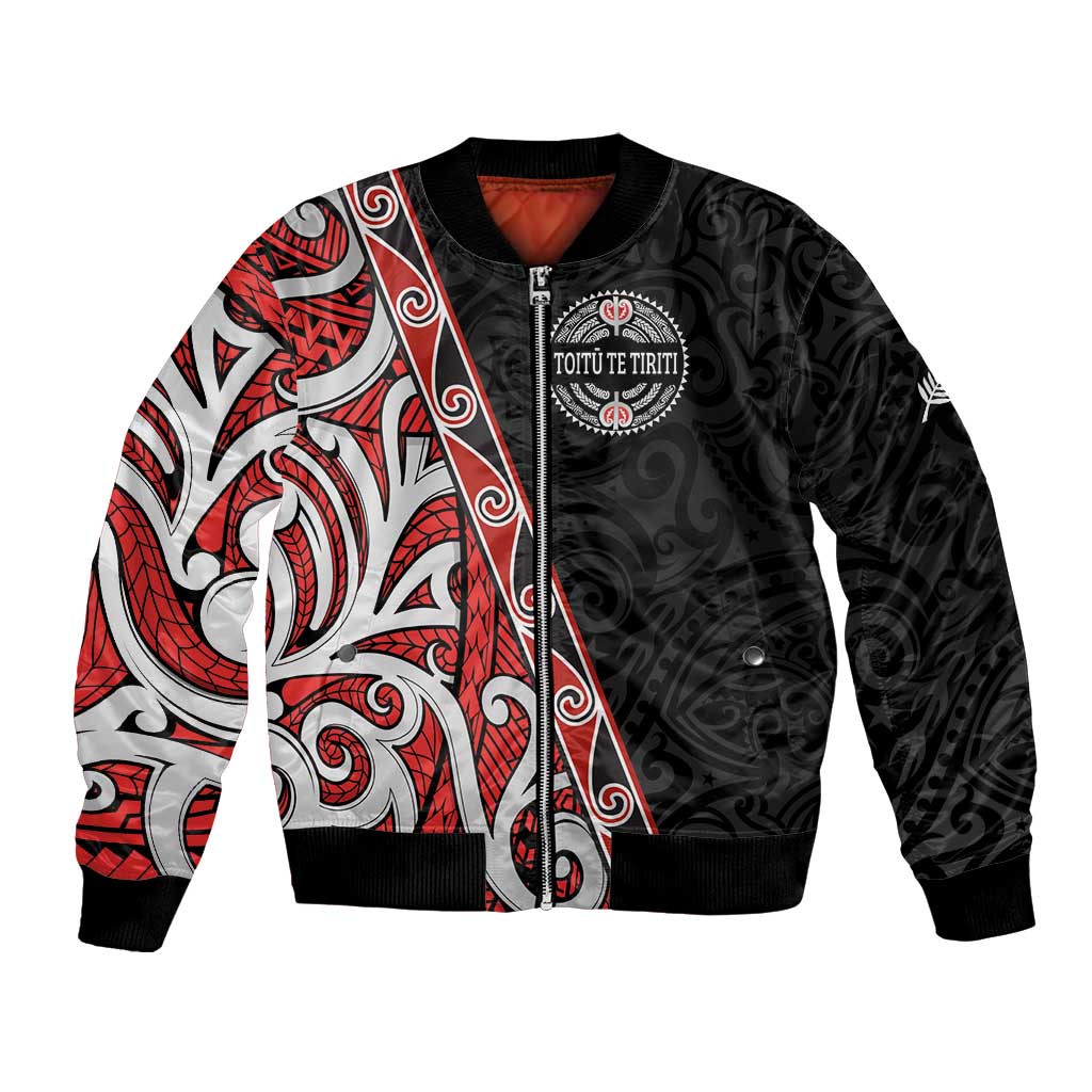 Aotearoa Toitu Te Tiriti Bomber Jacket Honour The Treaty New Zealand LT01 Unisex Black - Polynesian Pride