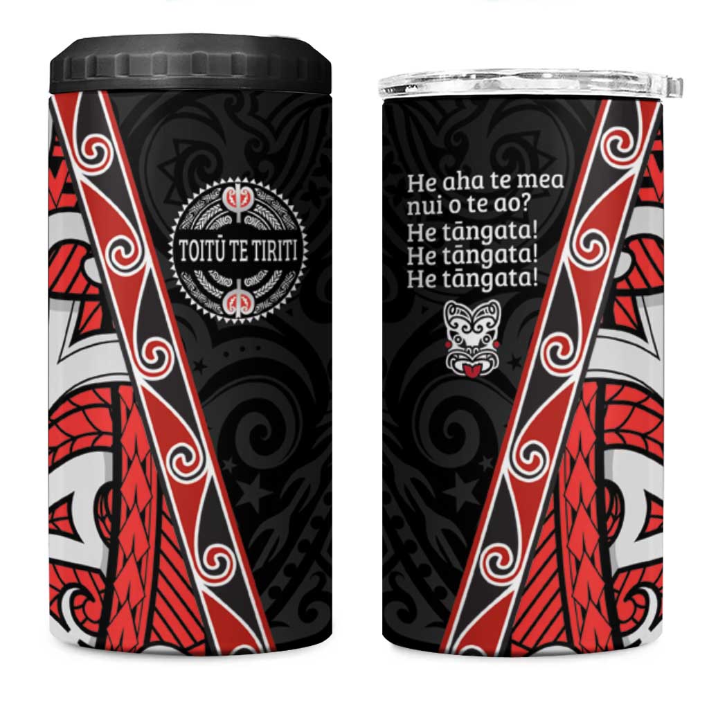 Aotearoa Toitu Te Tiriti 4 in 1 Can Cooler Tumbler Honour The Treaty New Zealand