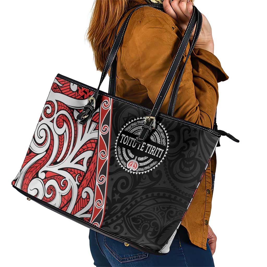 Aotearoa Toitu Te Tiriti Leather Tote Bag Honour The Treaty New Zealand LT01 - Polynesian Pride