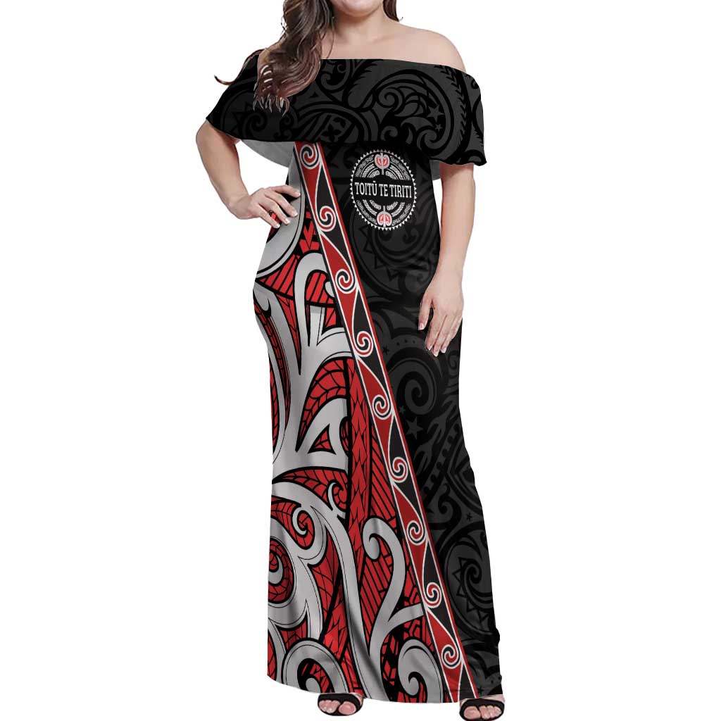 Aotearoa Toitu Te Tiriti Off Shoulder Maxi Dress Honour The Treaty New Zealand