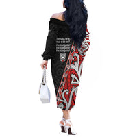 Aotearoa Toitu Te Tiriti Off The Shoulder Long Sleeve Dress Honour The Treaty New Zealand
