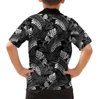 Grayscale Monstera Family Matching Short Sleeve Bodycon Dress and Hawaiian Shirt Polynesian Tribal Pattern - Polynesian Pride