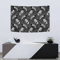Grayscale Monstera Tapestry Polynesian Tribal Pattern - Polynesian Pride