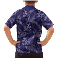 Deep Blue Monstera Family Matching Mermaid Dress and Hawaiian Shirt Polynesian Tribal Pattern - Polynesian Pride