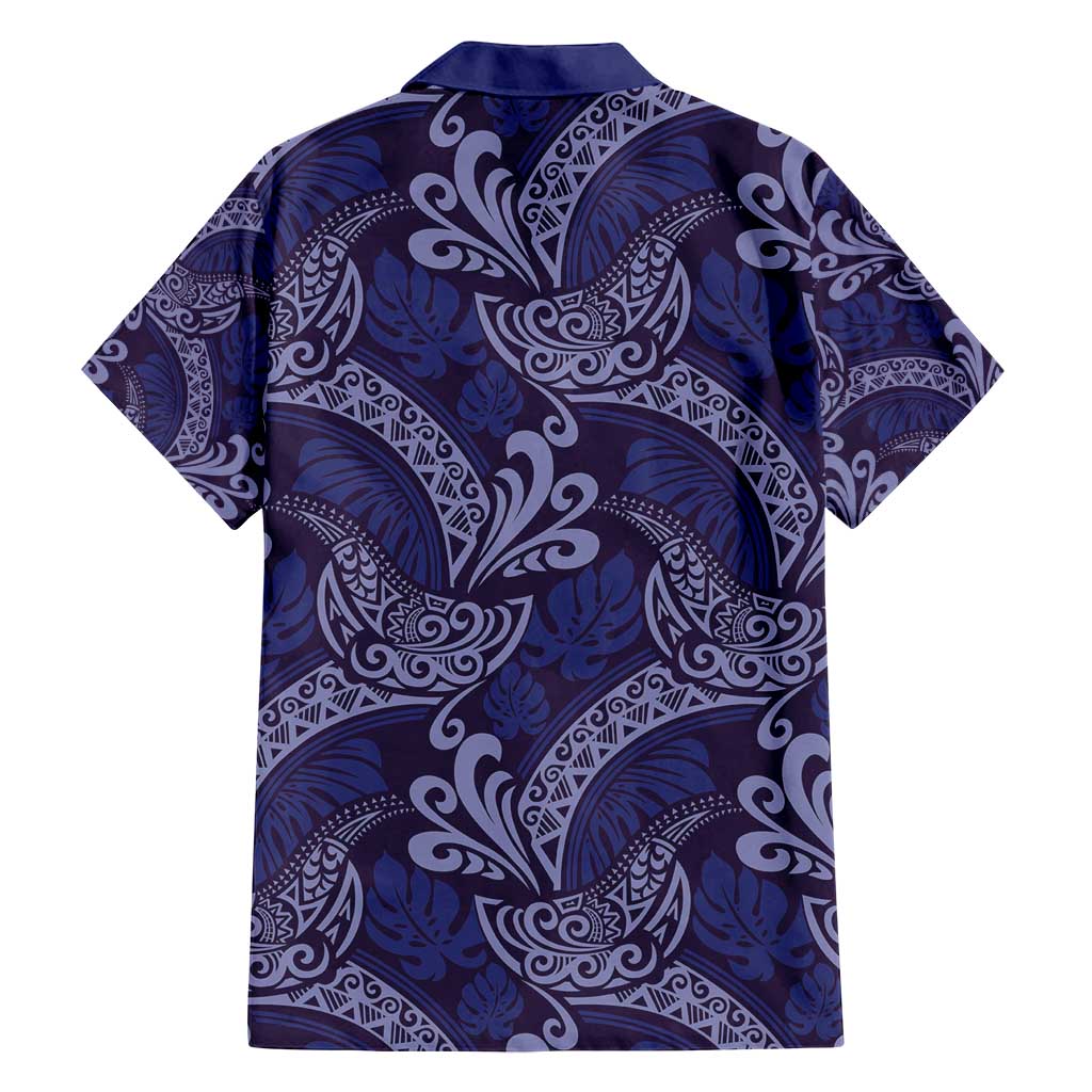 Deep Blue Monstera Family Matching Summer Maxi Dress and Hawaiian Shirt Polynesian Tribal Pattern - Polynesian Pride