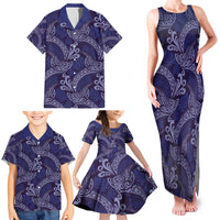 Deep Blue Monstera Family Matching Tank Maxi Dress and Hawaiian Shirt Polynesian Tribal Pattern LT01 - Polynesian Pride