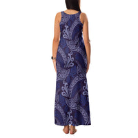 Deep Blue Monstera Family Matching Tank Maxi Dress and Hawaiian Shirt Polynesian Tribal Pattern LT01 - Polynesian Pride