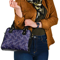 Deep Blue Monstera Shoulder Handbag Polynesian Tribal Pattern - Polynesian Pride