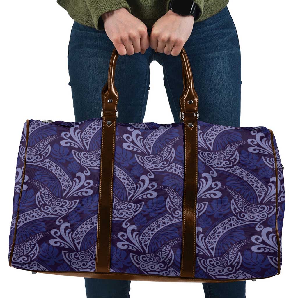 Deep Blue Monstera Travel Bag Polynesian Tribal Pattern LT01 Blue - Polynesian Pride
