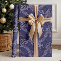 Deep Blue Monstera Wrapping Paper Polynesian Tribal Pattern - Polynesian Pride