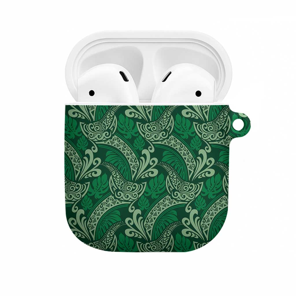Forest Green Monstera AirPods Case Polynesian Tribal Pattern LT01 Green - Polynesian Pride