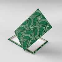 Forest Green Monstera Canvas Wall Art Polynesian Tribal Pattern - Polynesian Pride
