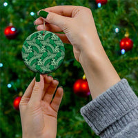 Forest Green Monstera Ceramic Ornament Polynesian Tribal Pattern - Polynesian Pride