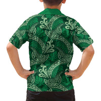 Forest Green Monstera Family Matching Off Shoulder Maxi Dress and Hawaiian Shirt Polynesian Tribal Pattern LT01 - Polynesian Pride