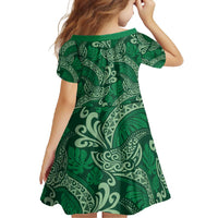 Forest Green Monstera Family Matching Off Shoulder Maxi Dress and Hawaiian Shirt Polynesian Tribal Pattern LT01 - Polynesian Pride