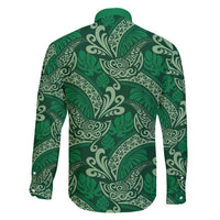 Forest Green Monstera Family Matching Off Shoulder Maxi Dress and Hawaiian Shirt Polynesian Tribal Pattern LT01 - Polynesian Pride