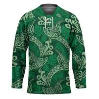 Forest Green Monstera Hockey Jersey Polynesian Tribal Pattern - Polynesian Pride